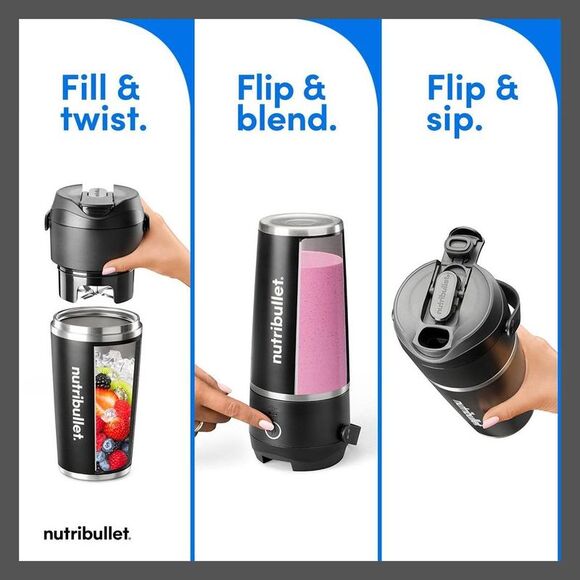 NutriBullet -  Flip Portable Blender with Black Insul Black - Picture 3 of 13